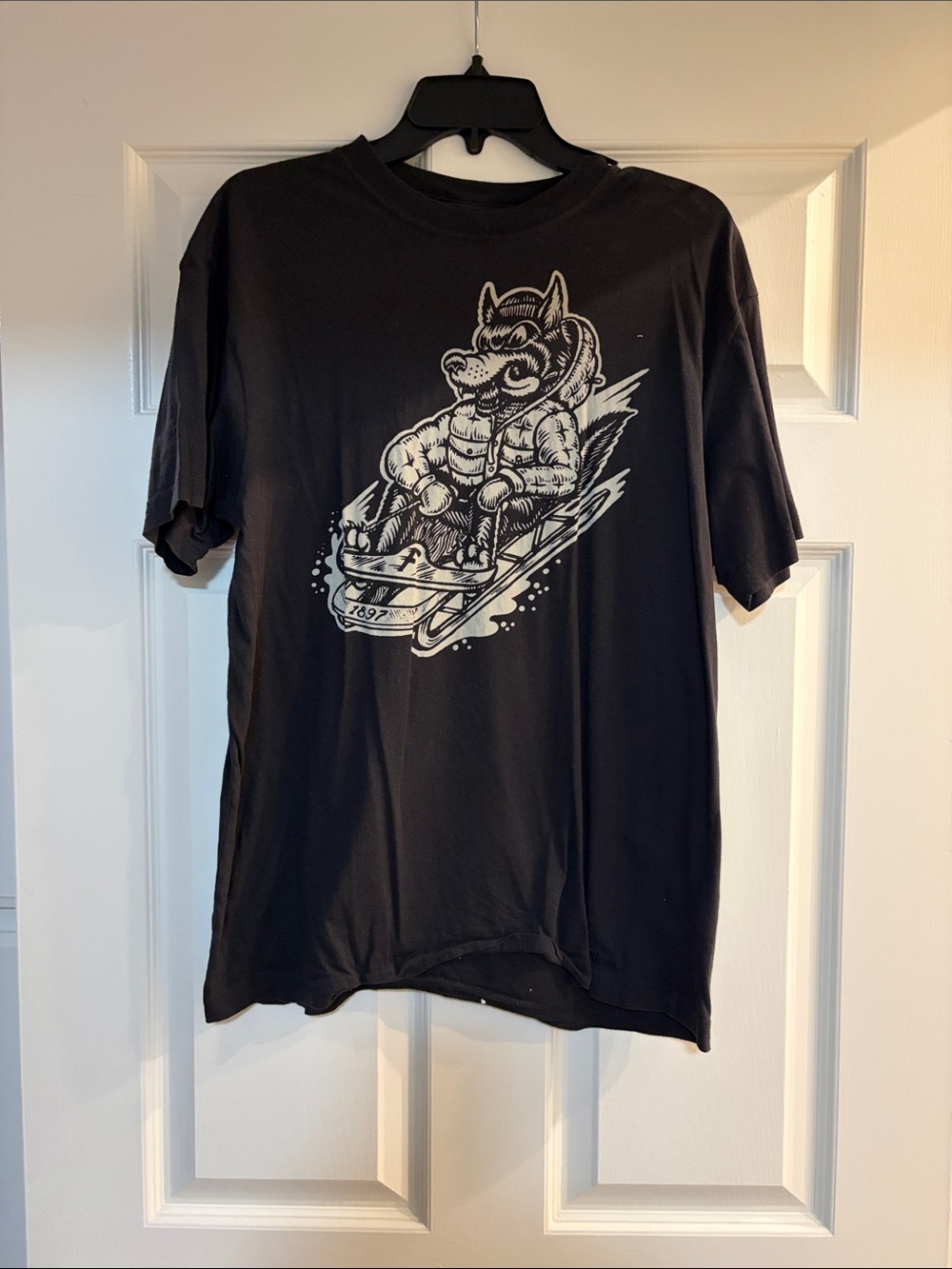 Filson Black Graphic T-Shirt with Snowboard Wolf Print
